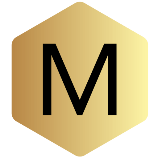 gold hexagon with black capital letter M in it - Montgomery Counseling Group logo