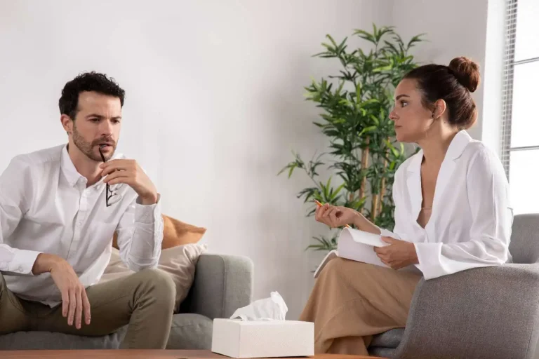 A man with a therapist having Cognitive Behavioral Therapy (CBT)